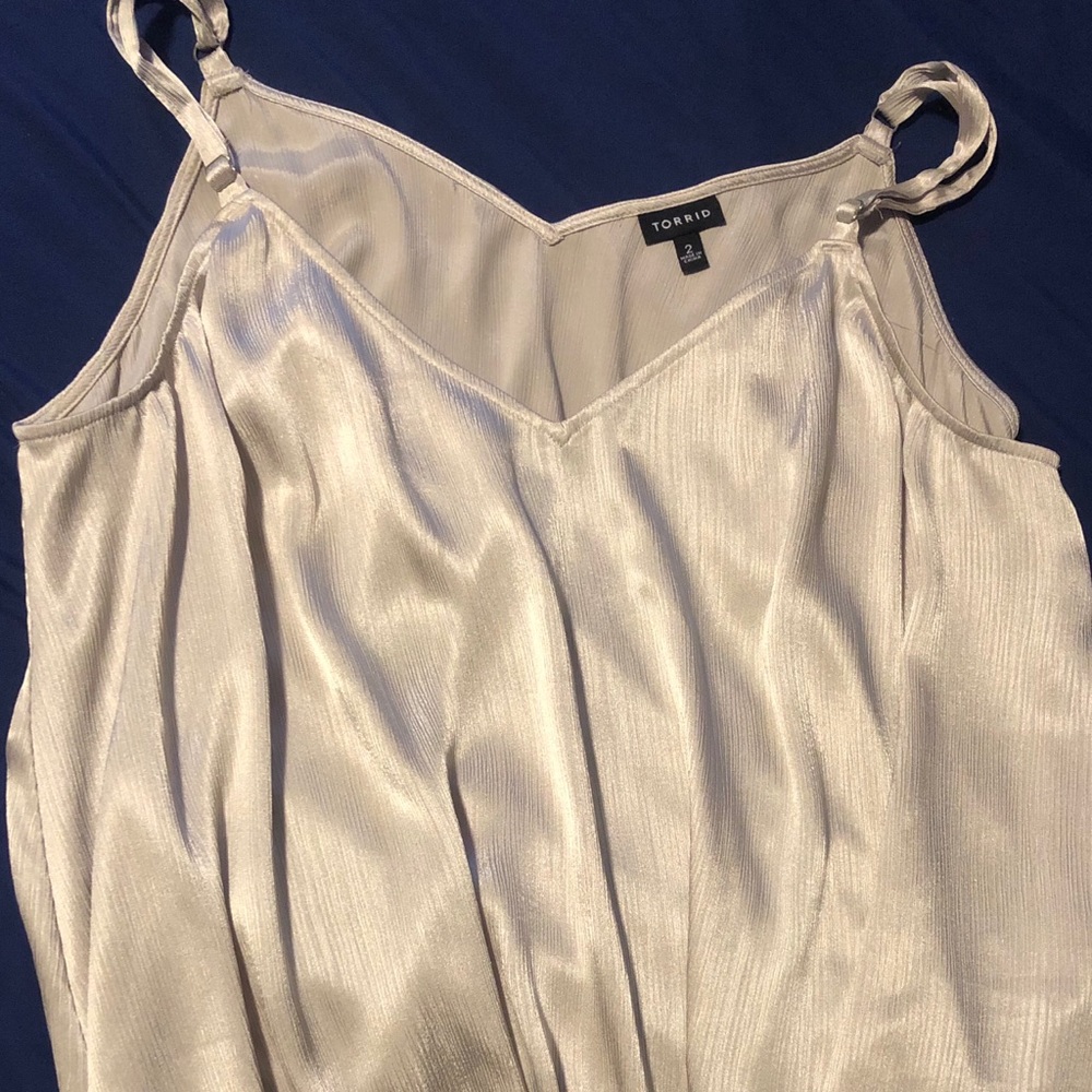 Never worn - plus size silver silk top